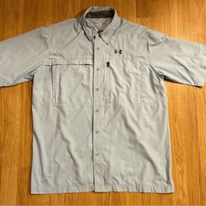 EUC Men’s Under Armour Men's Motivate Coach Woven Shirt - Light Blue - Large